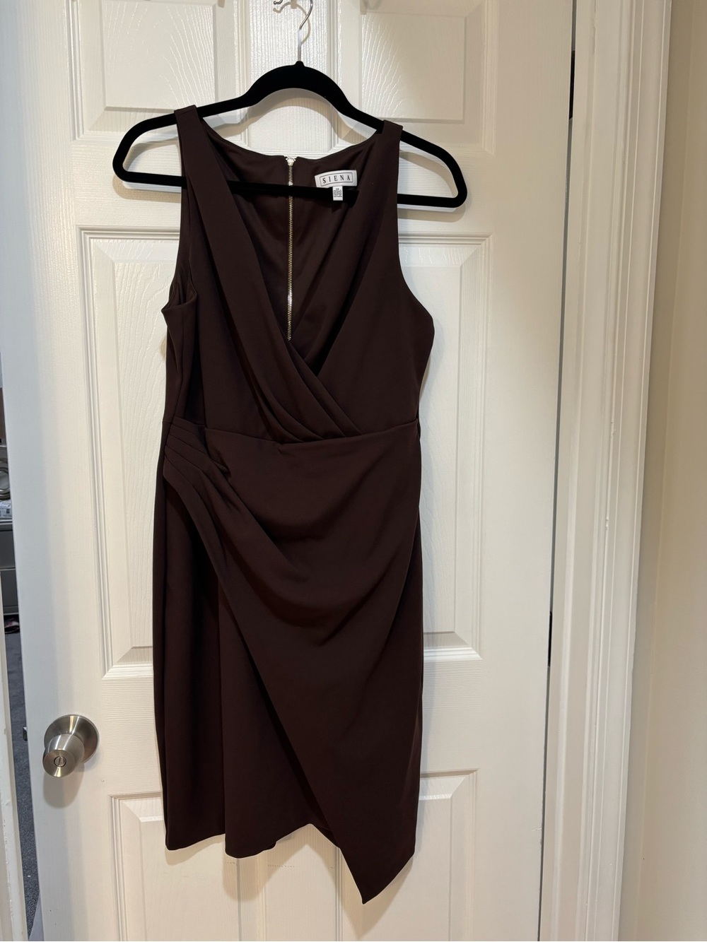 Brown Wrap-Front Sleeveless Dress